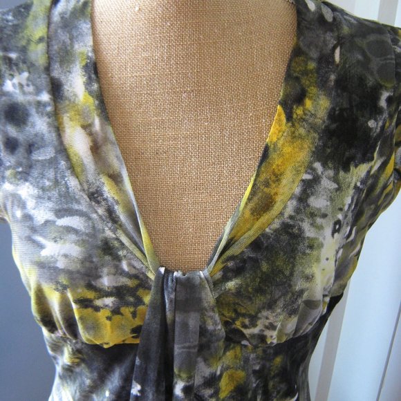 Joseph Ribkoff Yellow and Gray Midi Dress - Picture 3 of 4